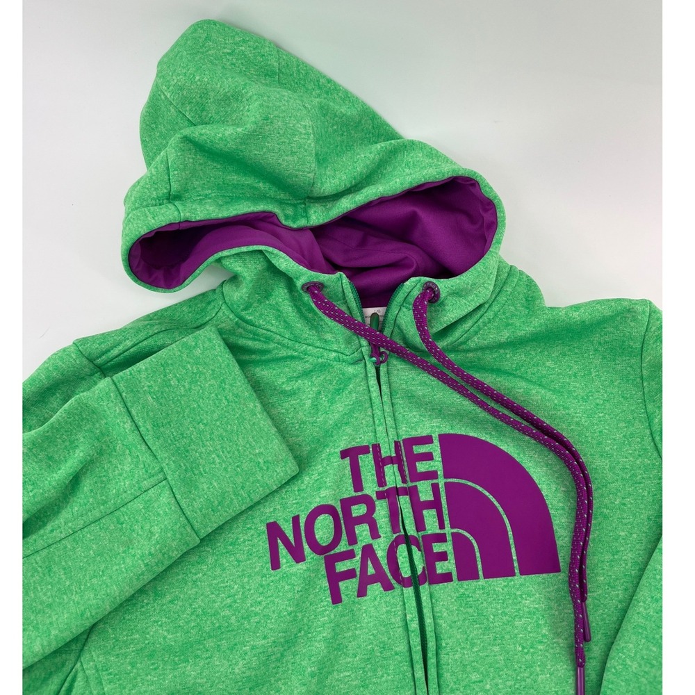 The North Face Full Zip Hoodie Womens Large Green Purple Logo Activewear